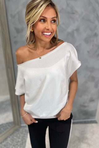 (3 COLORS) Simple Days French Terry Off Shoulder Top - Simply Me Boutique