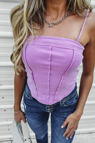 Mauve Style Muse Washed Rib Knit Cami Top