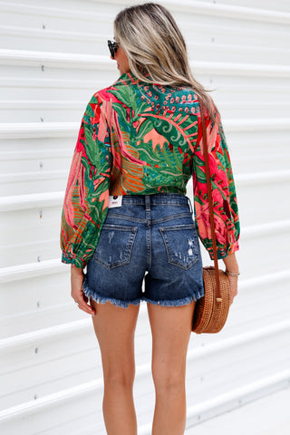 Calypso Coral Tie Front Top
