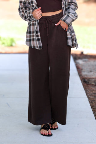 Luxe Scuba Wide Leg Cropped Pants (Espresso)