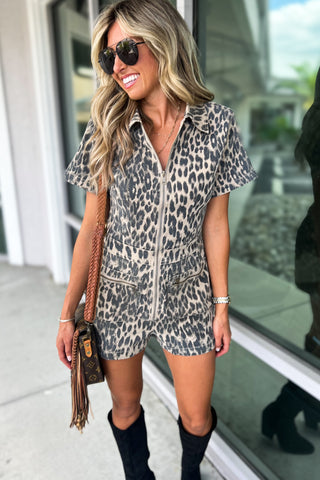 Wild Intentions Mineral Washed Leopard Romper