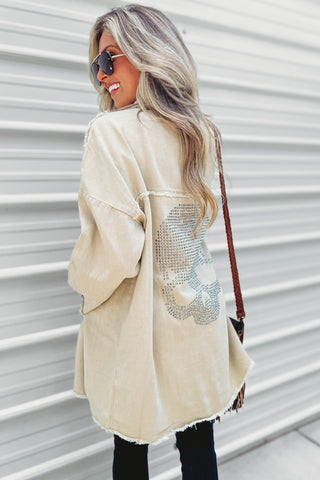 The Lennon Oversized Skull Jacket (Beige)
