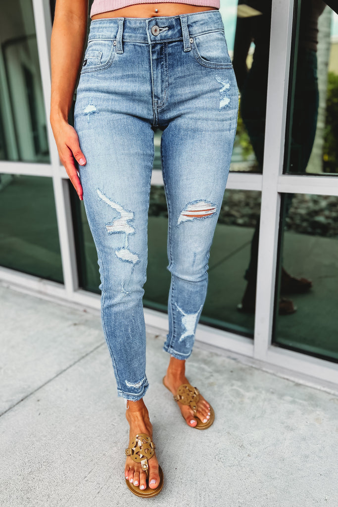 KanCan Star of the Show Distressed Mid Rise Jeans