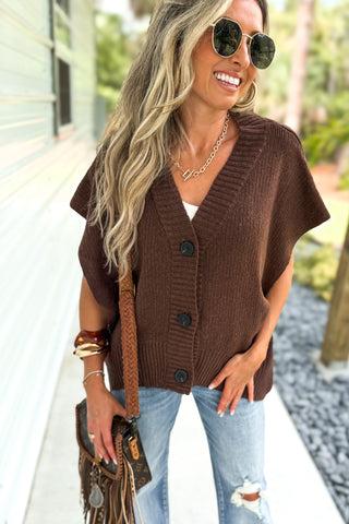 Warm Horizons Brown Cardigan Vest