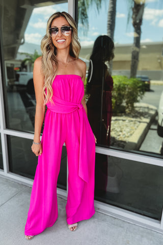 Island Girl Strapless Belted Jumpsuit 3 Colors!