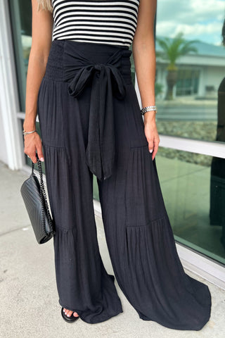 On Point Black Tiered Palazzo Pants