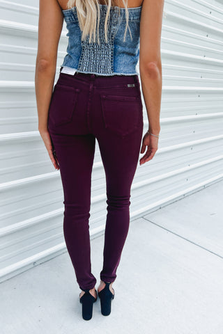 KANCAN Gia High Rise Super Skinny Burgundy Jeans