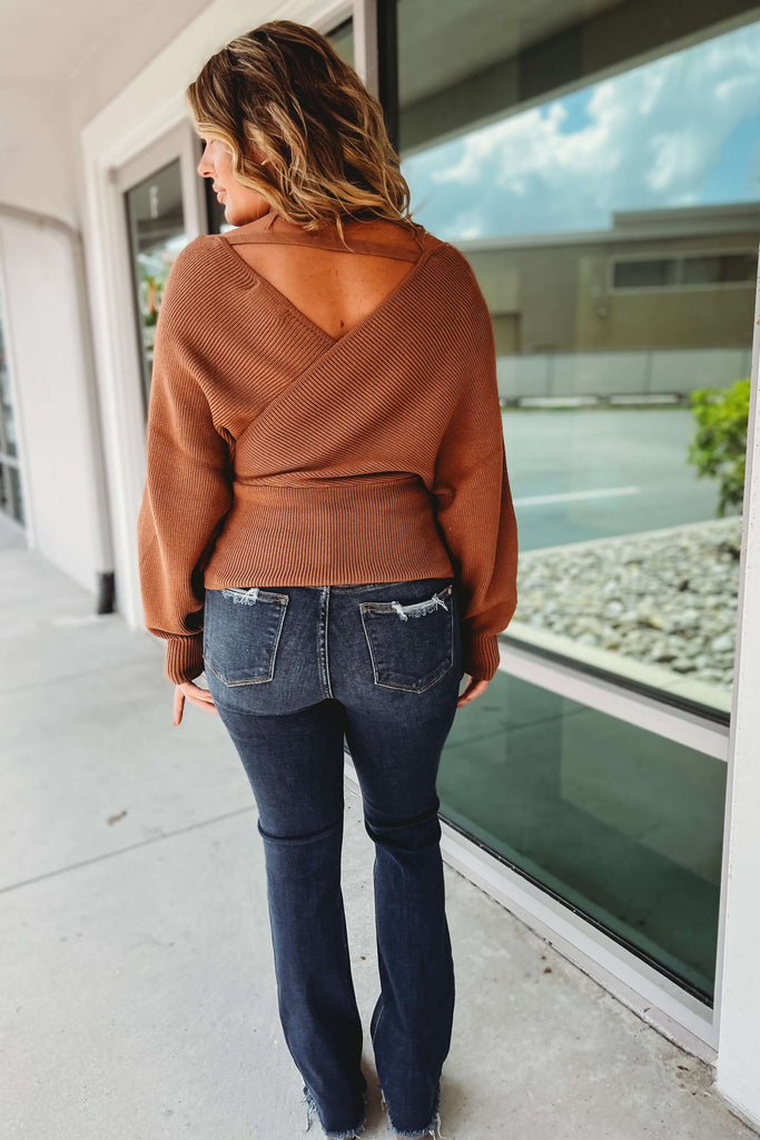 Letting You Go Faux Wrap Pullover Sweater (More colors)