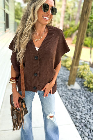 Warm Horizons Brown Cardigan Vest