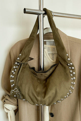 *(5 COLORS) Faux Suede Studded Shoulder Bag - Simply Me Boutique