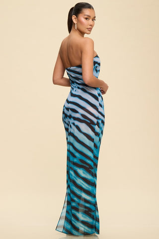 Blue Mirage Strapless Maxi Dress with Bodysuit