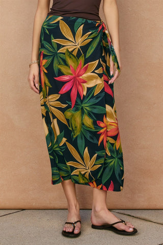 Midnight Tropics Wrap Skirt