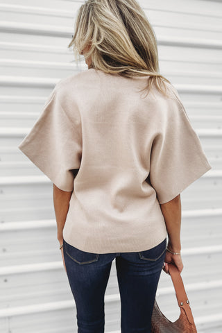 Stay Classy Beige Short Sleeve Cardigan