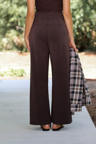 Luxe Scuba Wide Leg Cropped Pants (Espresso)