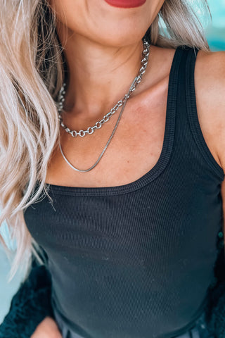 The Fiji Double Silver Chain Necklace