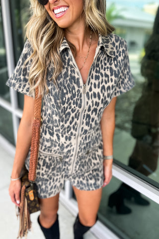 Wild Intentions Mineral Washed Leopard Romper