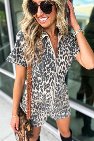 Wild Intentions Mineral Washed Leopard Romper