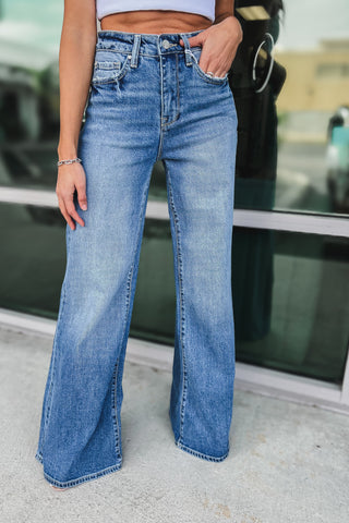 PETRA153 Whitney High Rise Wide Leg Flare Jeans