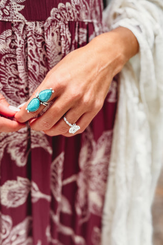 The Turquoise Blue Moon Adjustable Ring