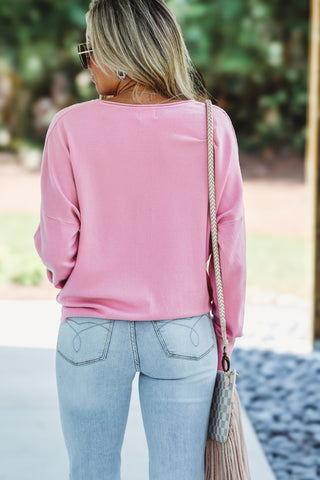 Stay in the Moment Skimmer Length Sweater (Bubble Gum Light Pink)