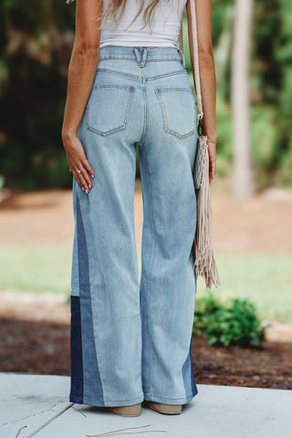 Demi High Rise Super Wide Leg Color Block Jeans