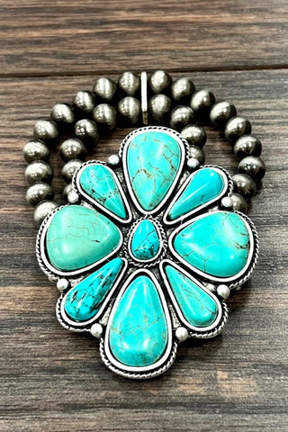 Turquoise Flower Stretch Bracelet
