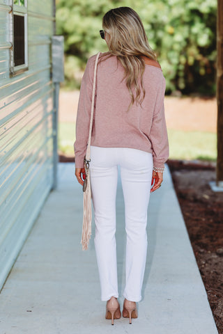 Classic Chic Boatneck Sweater (Heather Blossom)