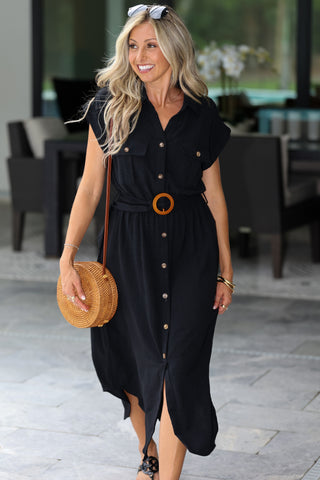 Classic Confidence Belted Shirt Dress