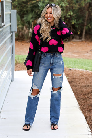 KANCAN Millie High Rise Rigid Distressed Straight Jeans