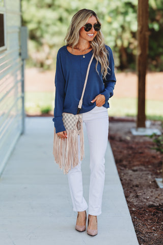 Stay in the Moment Skimmer Length Sweater (SAPPHIRE)