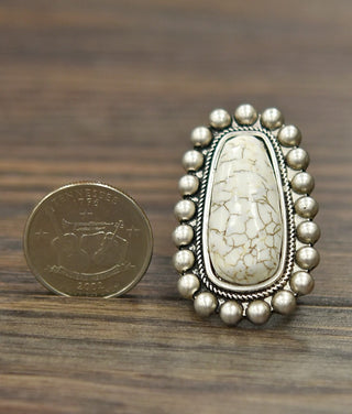 Western White Turquoise Adjustable Ring