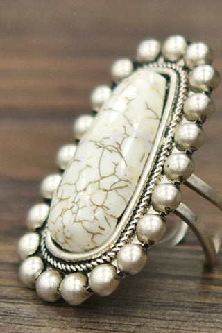 Western White Turquoise Adjustable Ring
