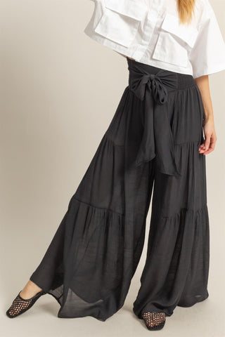 On Point Black Tiered Palazzo Pants