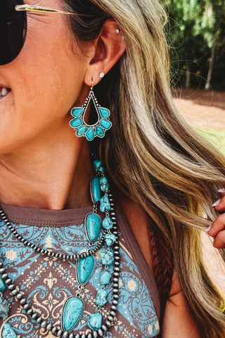 Turquoise Wildflower Western Earrings