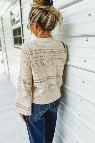 Lost in a Daydream Bell Sleeve Natural Crop Top