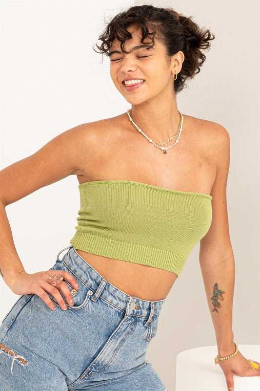 (More colors) Simply Me Strapless Bandeau Knit Top