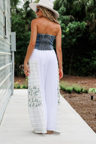 Willow Creek Wide Leg Ruffle Cream Pants