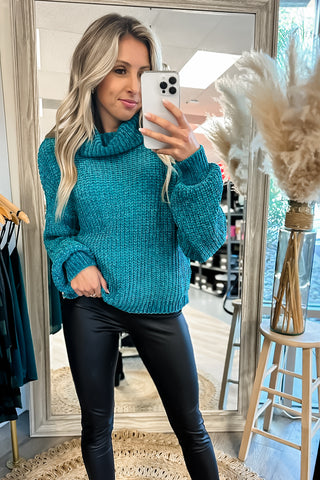 Comfy Chic Chenille Shorter Length Turtleneck Sweater