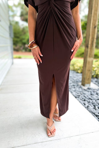 Twisted Charm Brown Dress