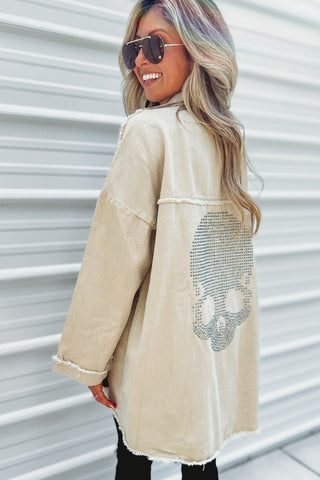 The Lennon Oversized Skull Jacket (Beige)
