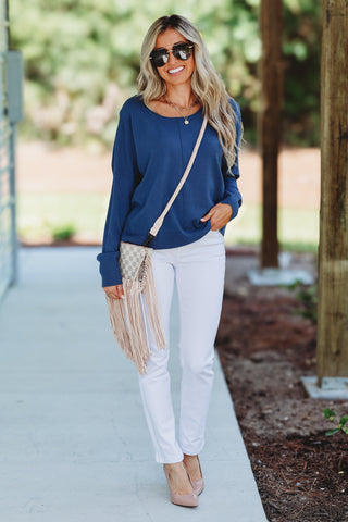 Stay in the Moment Skimmer Length Sweater (SAPPHIRE)