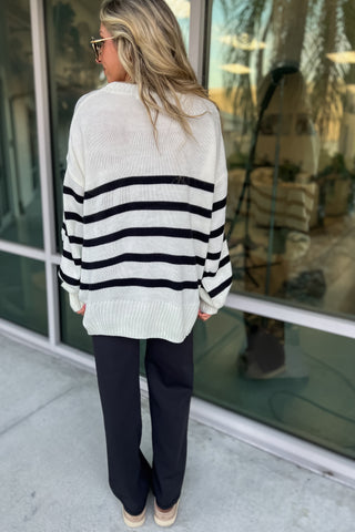 IVORY Coastal Stripes Oversized Sweater