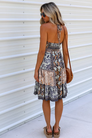 Bohemian Vibes Patchwork Halter Dress