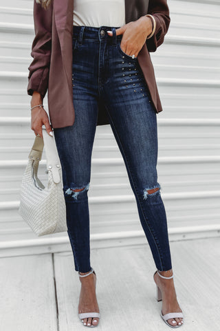 KANCAN Kate Studded Mid Rise Ankle Skinny