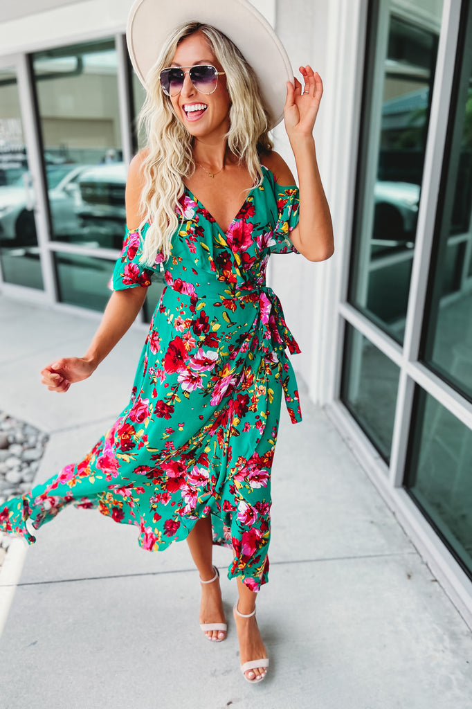 Dreaming of Roses Wrap Front Maxi Dress (More colors)