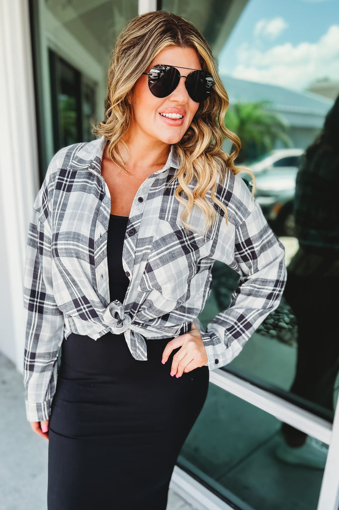 In the Clouds Oversized Boyfriend Flannel Button Up Shirt