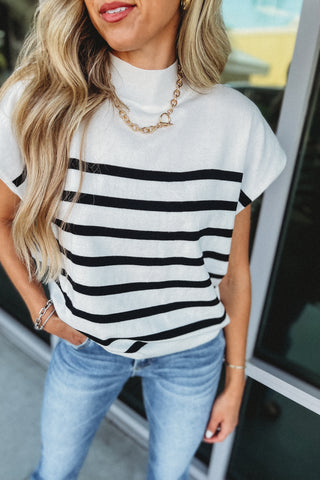 Right Through Me Striped Mockneck Top