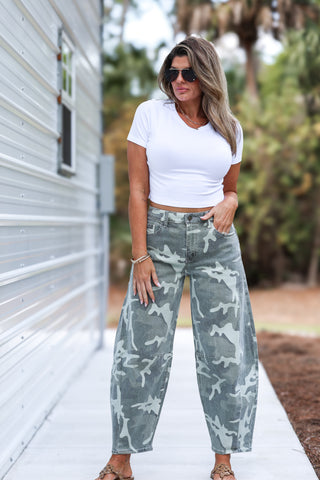 Kancan Raven Camo Barrel Jeans Non Stretch