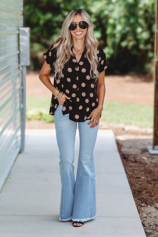 Everyday Chic Polka Dot Top (Black)