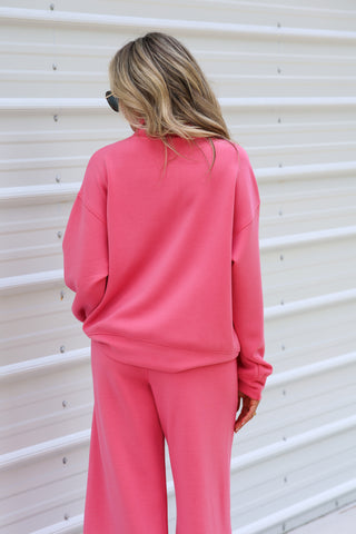 Weekend Reset Luxe Scuba Pink Quarter Zip Pullover